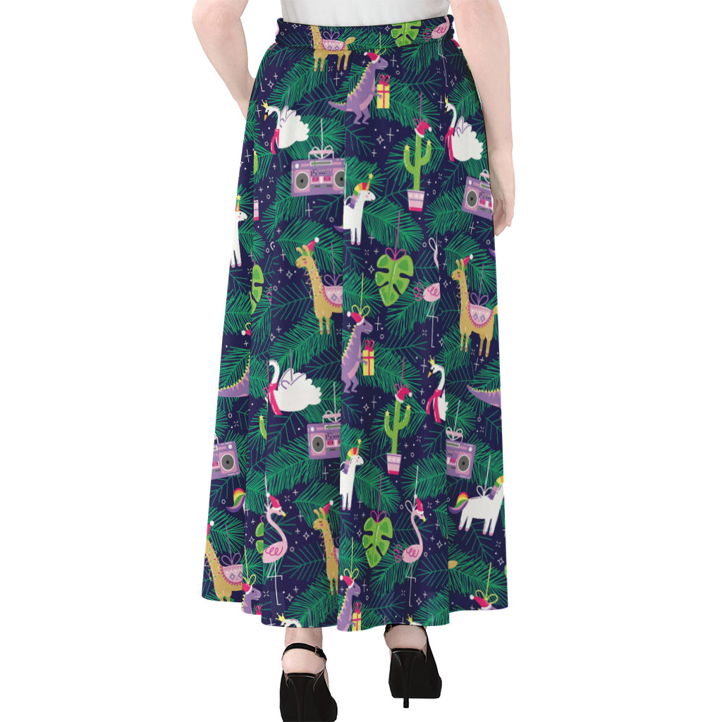 Funny Christmas Decoration Pattern Print Chiffon Maxi Skirt