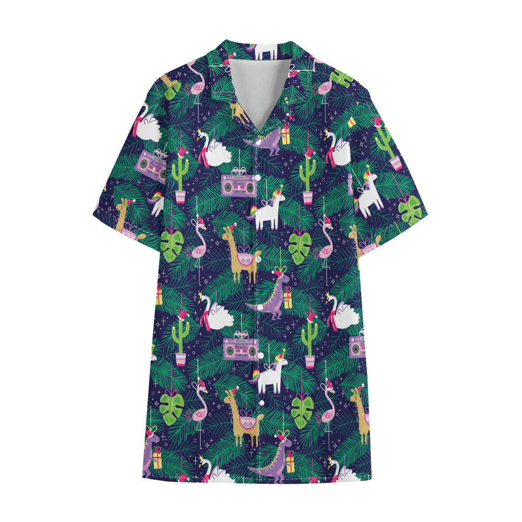 Funny Christmas Decoration Pattern Print Cotton Hawaiian Shirt