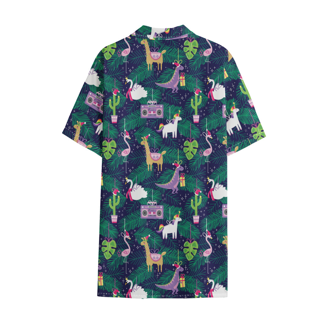 Funny Christmas Decoration Pattern Print Cotton Hawaiian Shirt