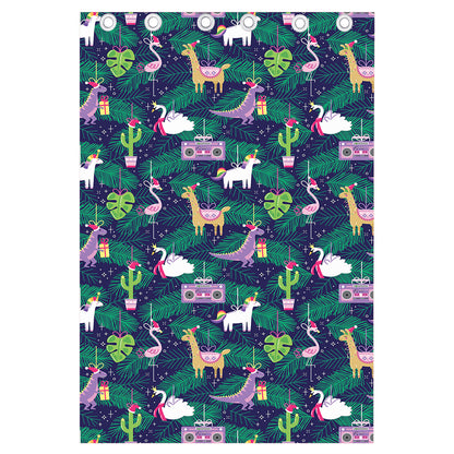 Funny Christmas Decoration Pattern Print Curtain