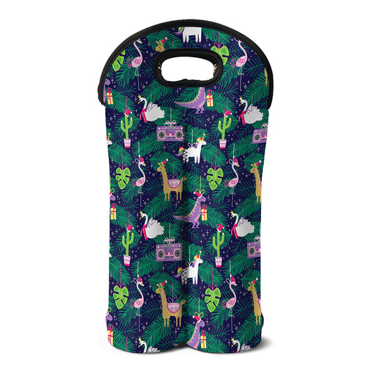 Funny Christmas Decoration Pattern Print Double Neoprene Wine Tote