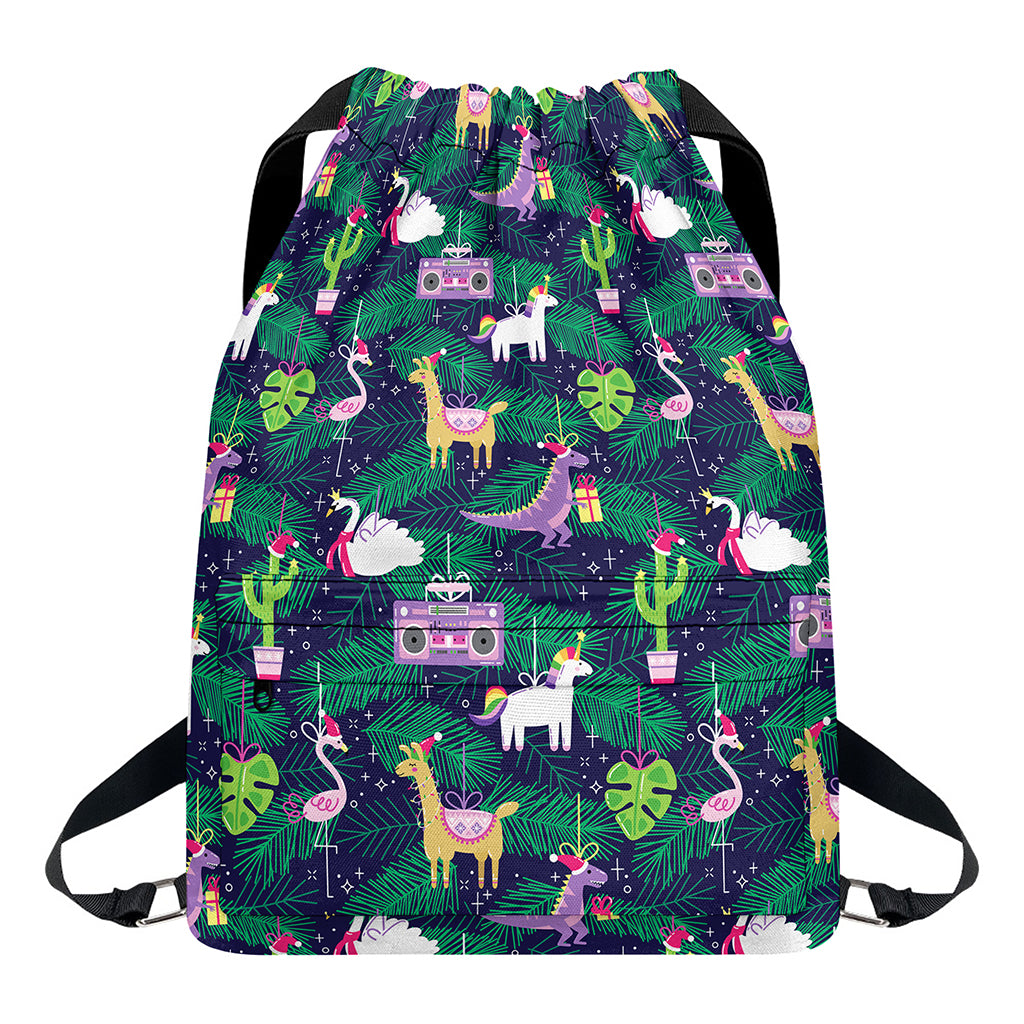 Funny Christmas Decoration Pattern Print Drawstring Backpack