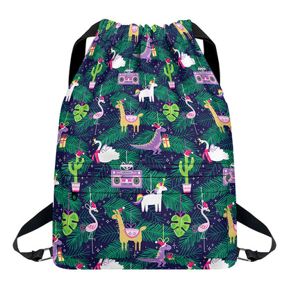 Funny Christmas Decoration Pattern Print Drawstring Backpack