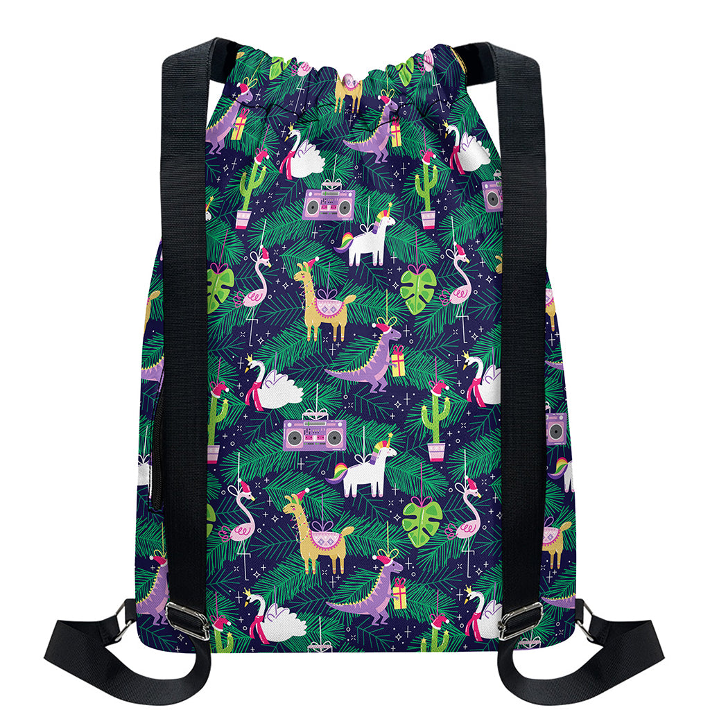 Funny Christmas Decoration Pattern Print Drawstring Backpack