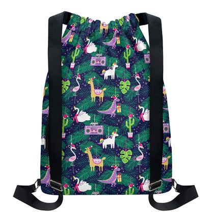 Funny Christmas Decoration Pattern Print Drawstring Backpack