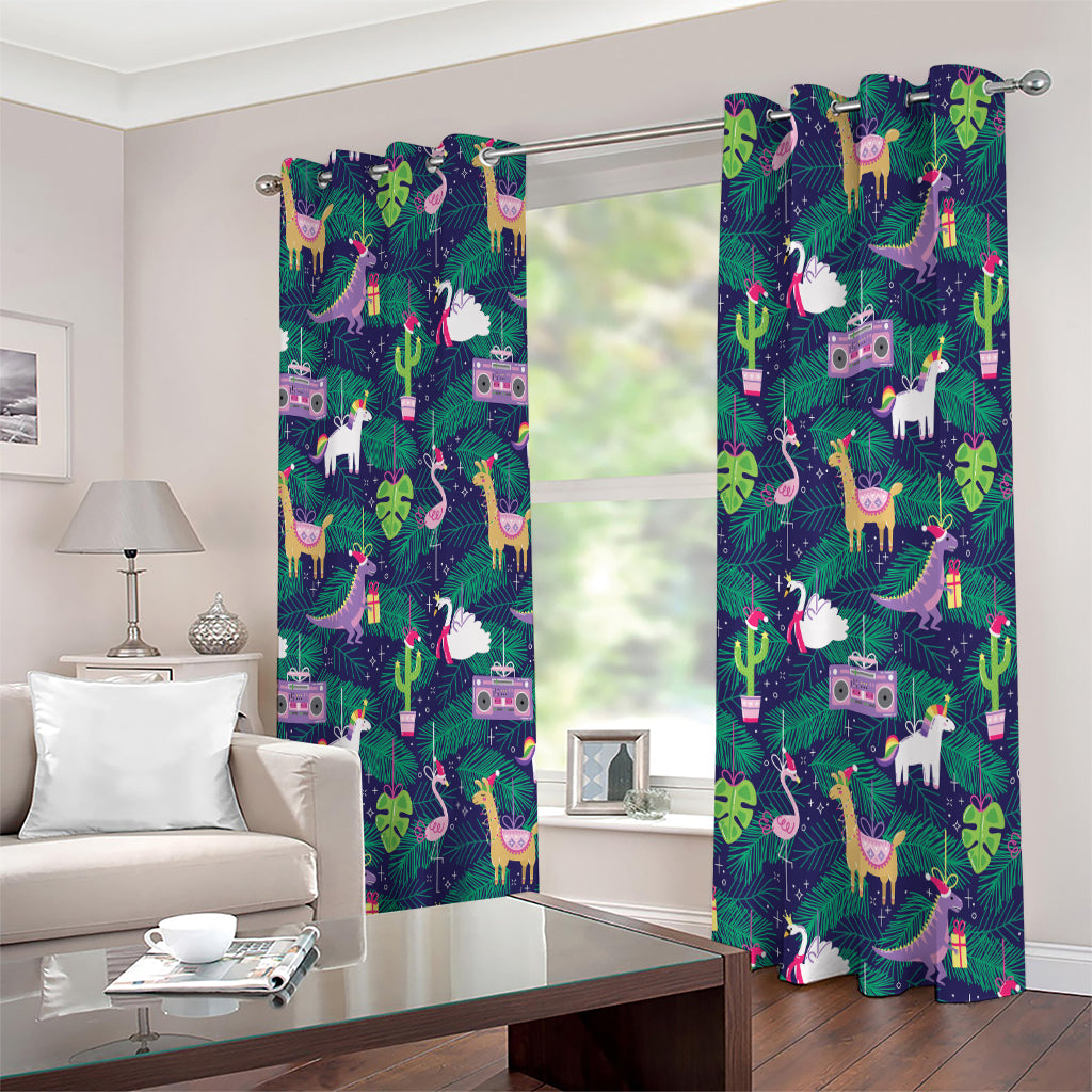 Funny Christmas Decoration Pattern Print Extra Wide Grommet Curtains