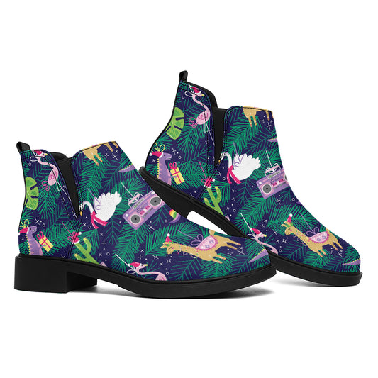 Funny Christmas Decoration Pattern Print Flat Ankle Boots