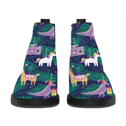 Funny Christmas Decoration Pattern Print Flat Ankle Boots