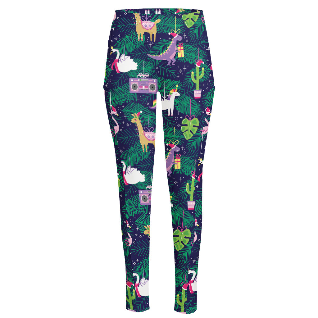 Funny Christmas Decoration Pattern Print High-Waisted Pocket Leggings
