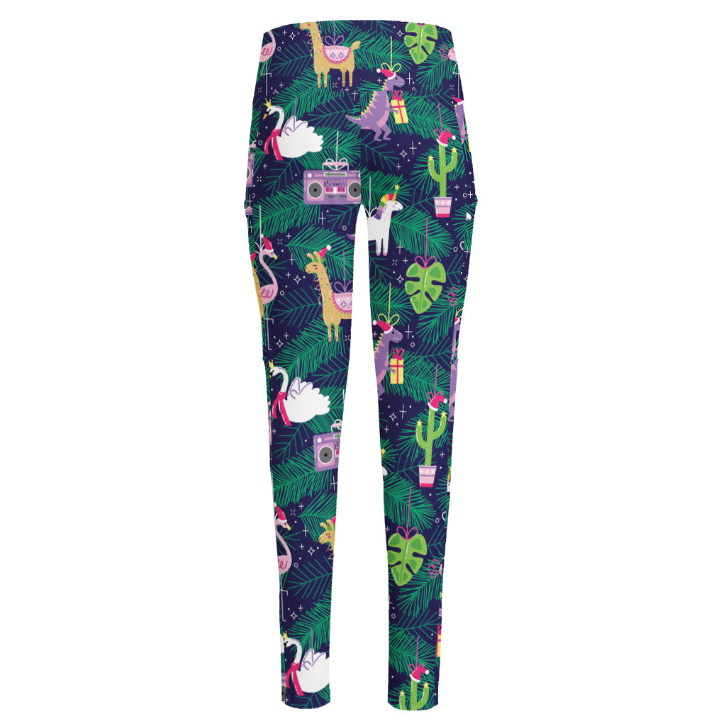 Funny Christmas Decoration Pattern Print High-Waisted Pocket Leggings