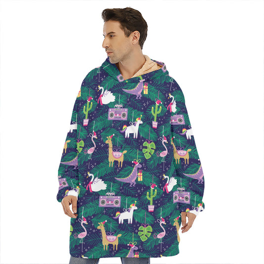 Funny Christmas Decoration Pattern Print Hoodie Blanket