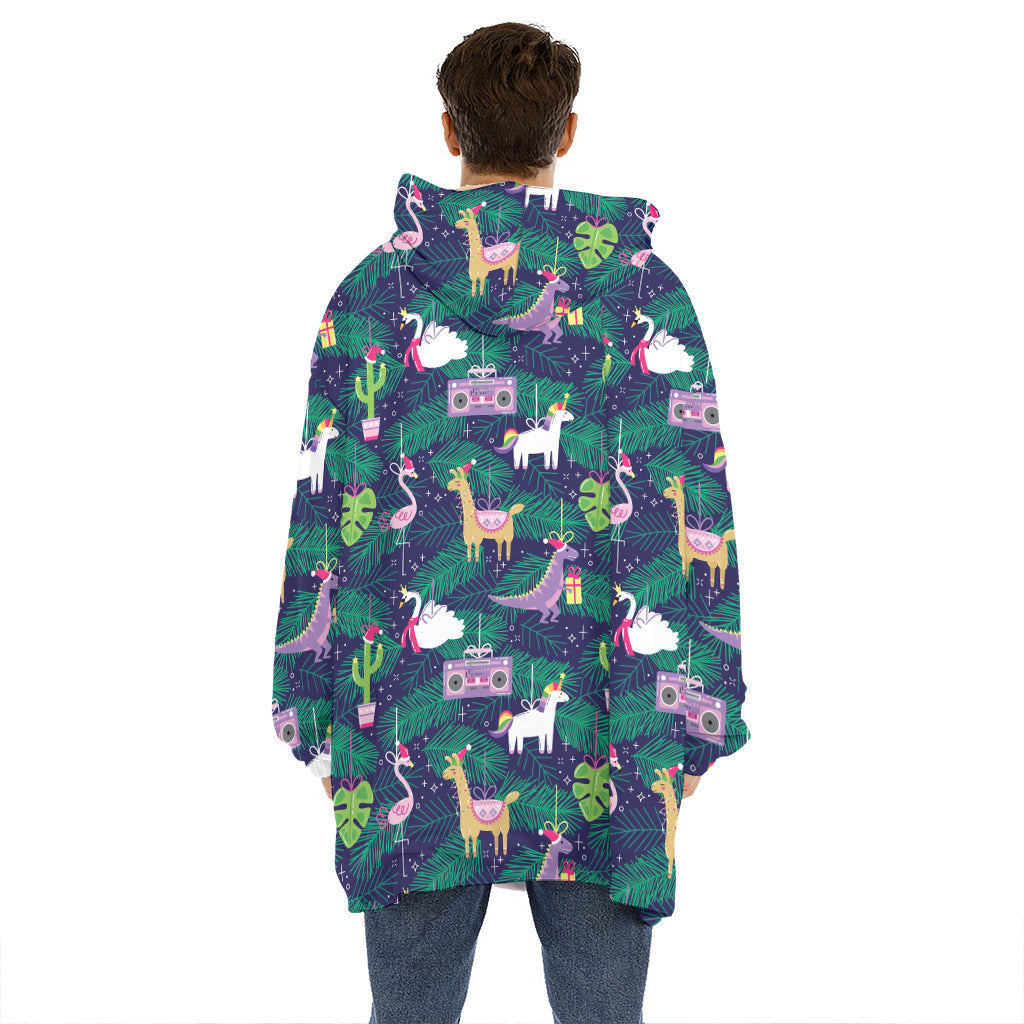 Funny Christmas Decoration Pattern Print Hoodie Blanket