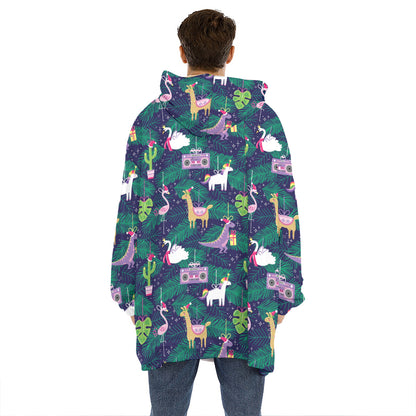 Funny Christmas Decoration Pattern Print Hoodie Blanket
