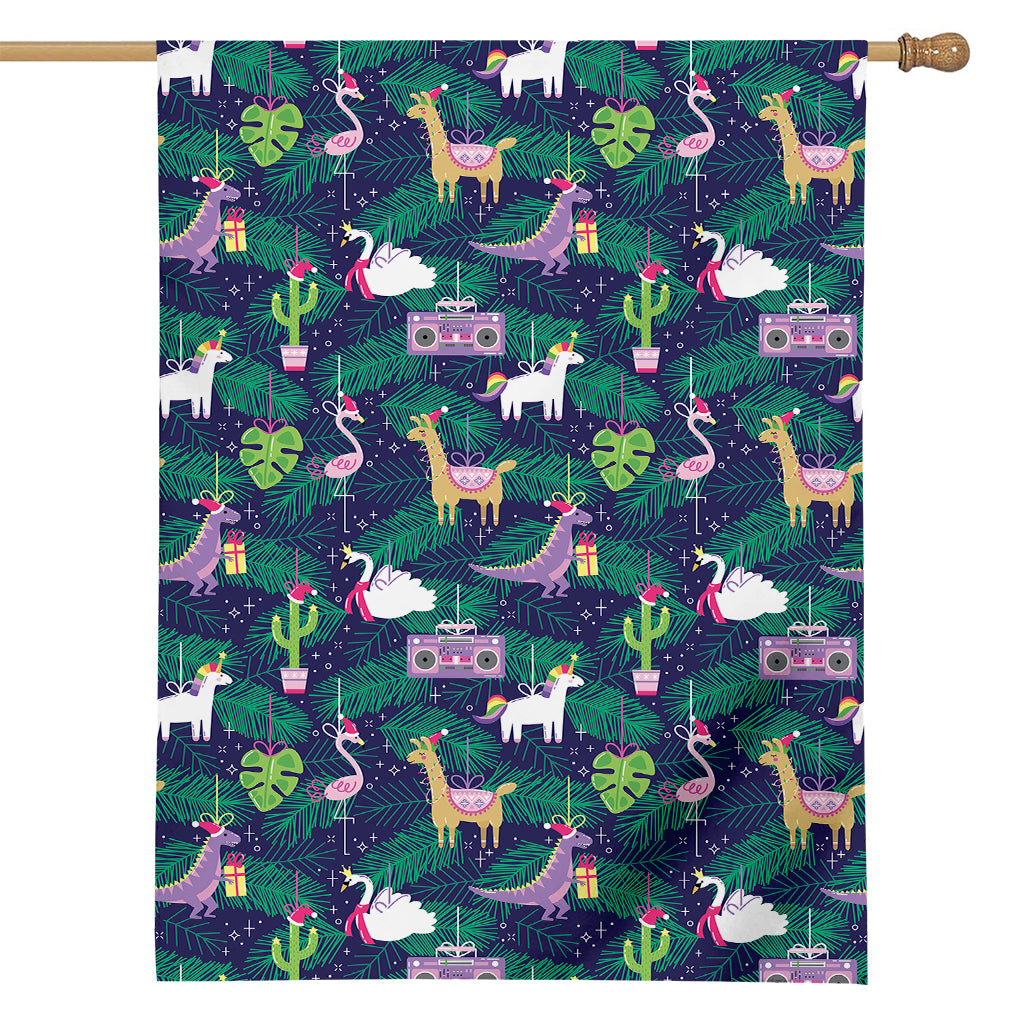 Funny Christmas Decoration Pattern Print House Flag