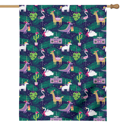 Funny Christmas Decoration Pattern Print House Flag