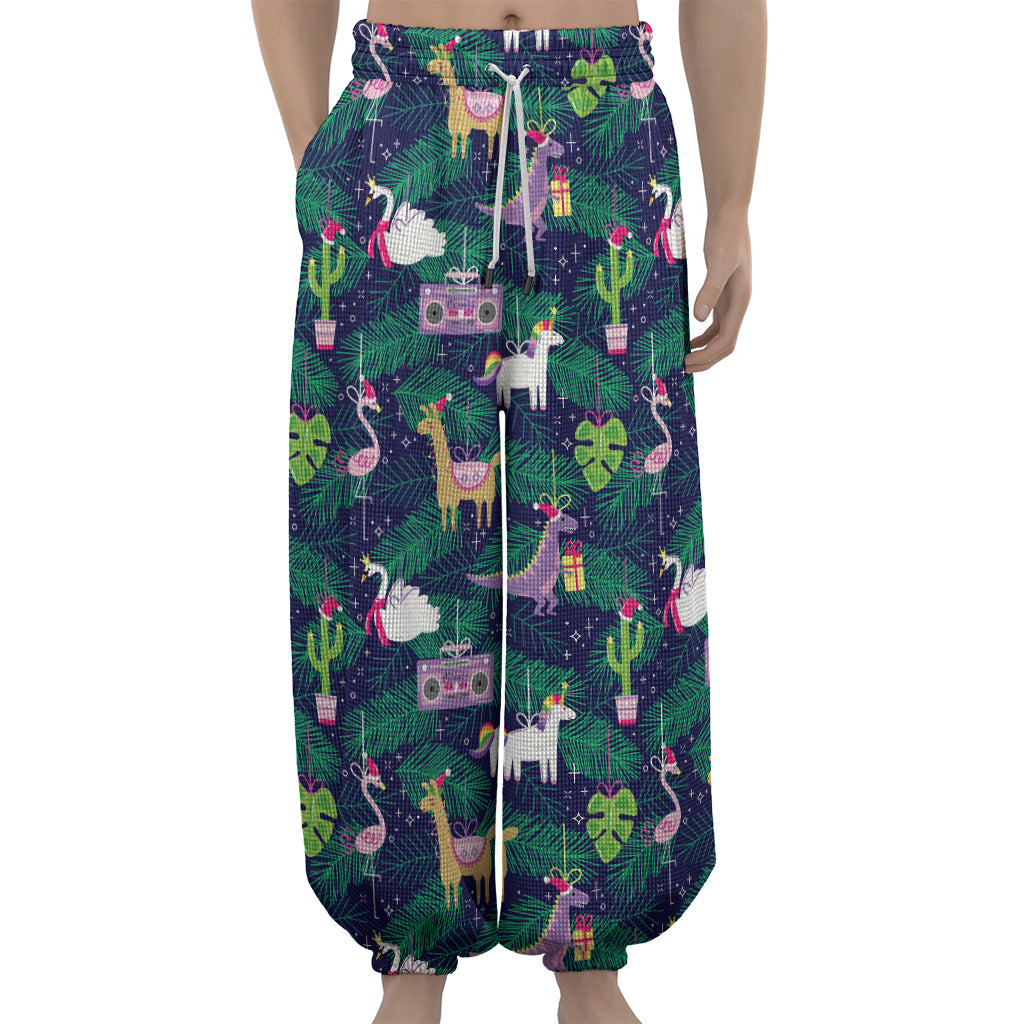 Funny Christmas Decoration Pattern Print Lantern Pants