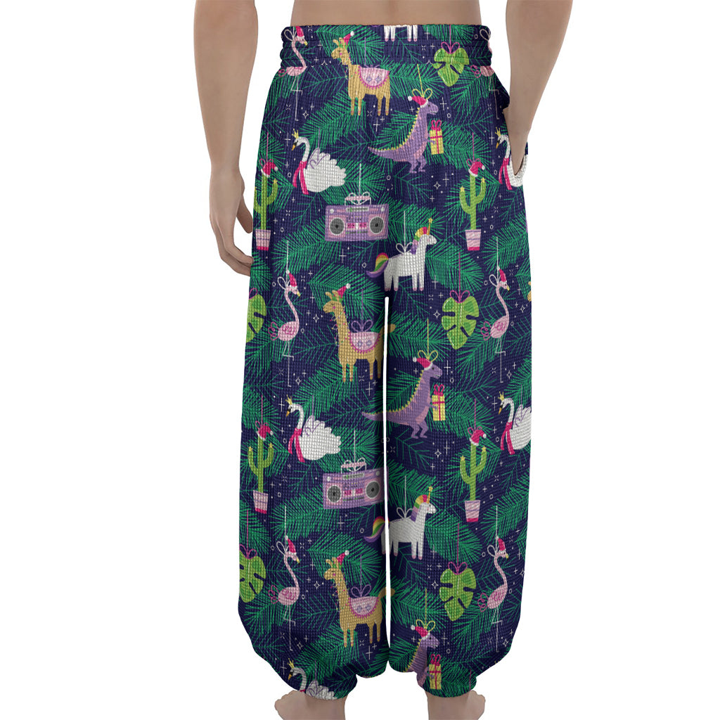 Funny Christmas Decoration Pattern Print Lantern Pants