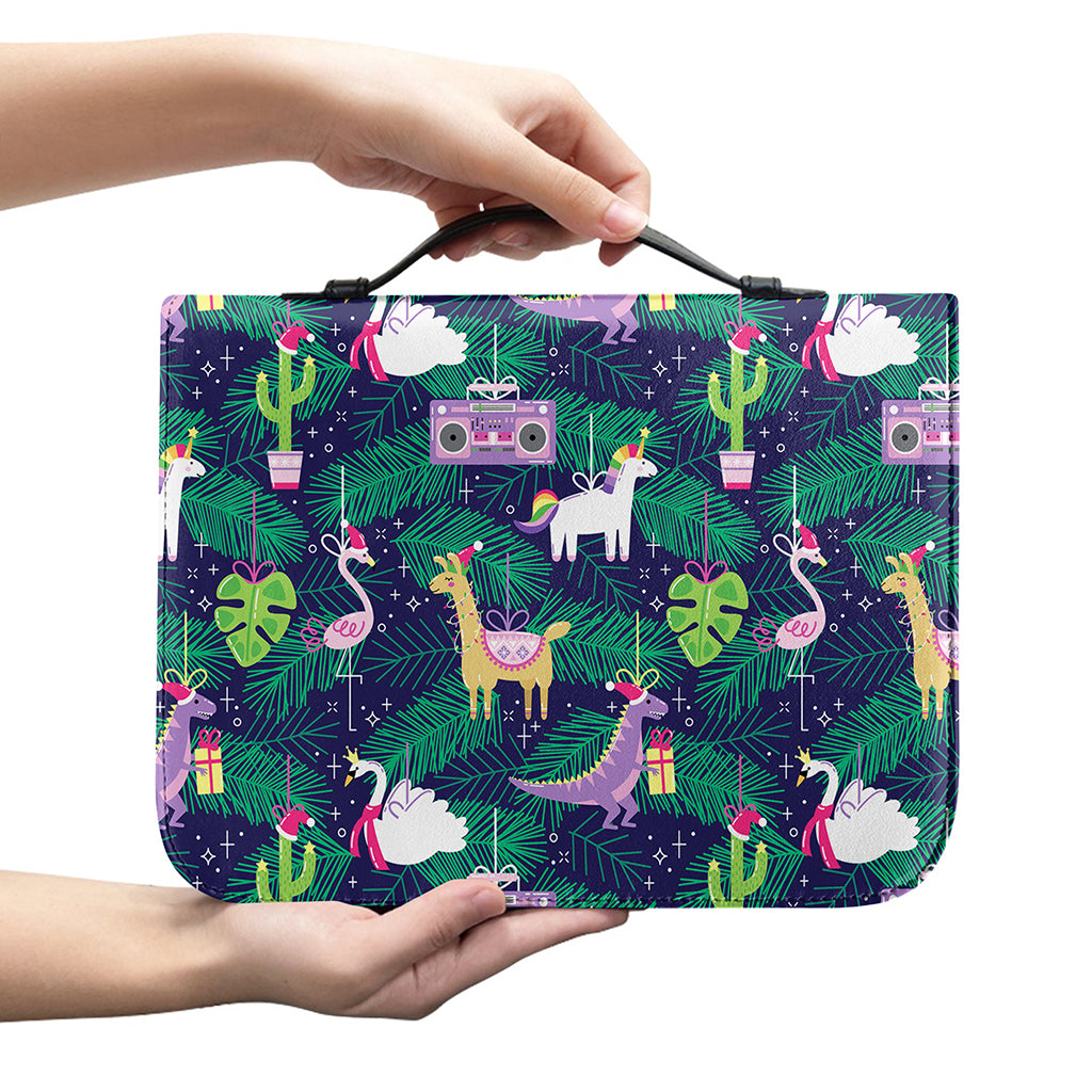 Funny Christmas Decoration Pattern Print Leather Bible Cover