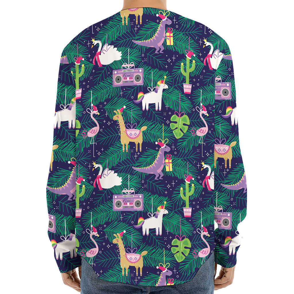 Funny Christmas Decoration Pattern Print Long Sleeve Baseball Jersey