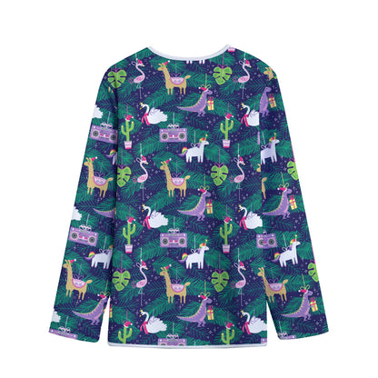Funny Christmas Decoration Pattern Print Long Sleeve Short Coat