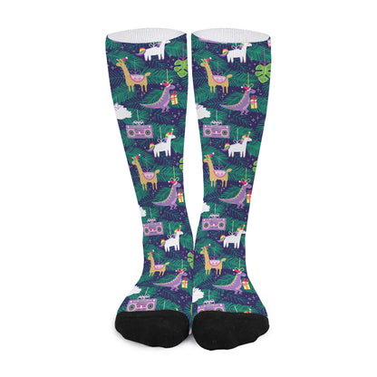 Funny Christmas Decoration Pattern Print Long Socks