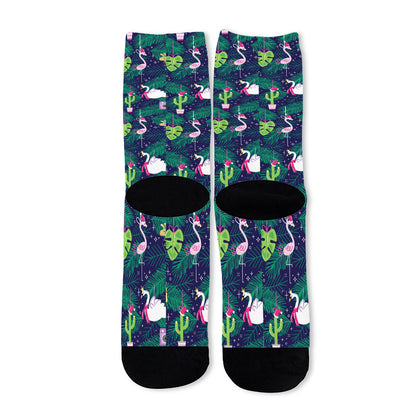 Funny Christmas Decoration Pattern Print Long Socks