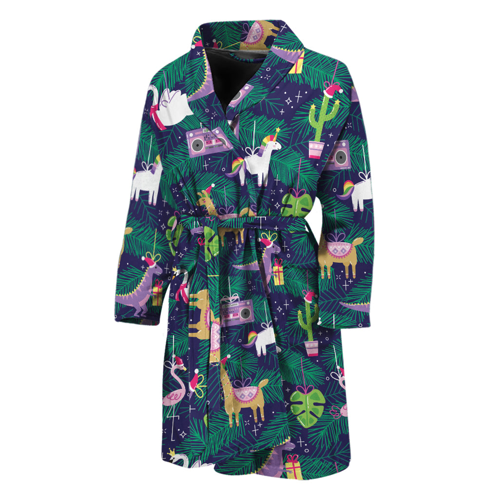 Funny Christmas Decoration Pattern Print Men's Bathrobe