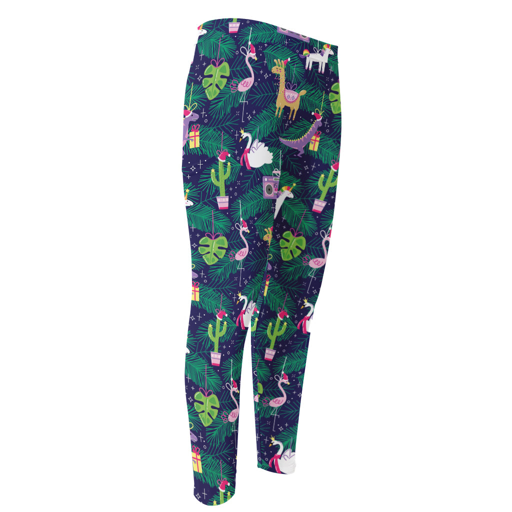 Funny Christmas Decoration Pattern Print Men's Compression Pants
