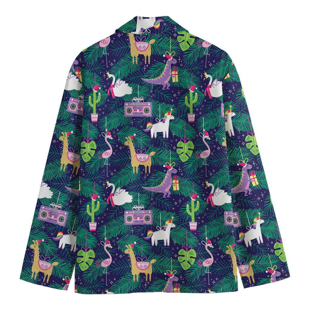 Funny Christmas Decoration Pattern Print Men's Cotton Blazer