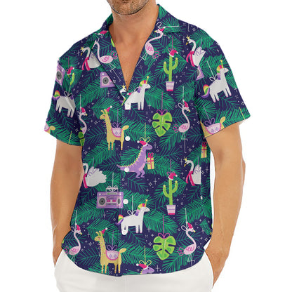 Funny Christmas Decoration Pattern Print Men's Deep V-Neck Shirt