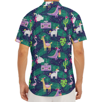 Funny Christmas Decoration Pattern Print Men's Deep V-Neck Shirt