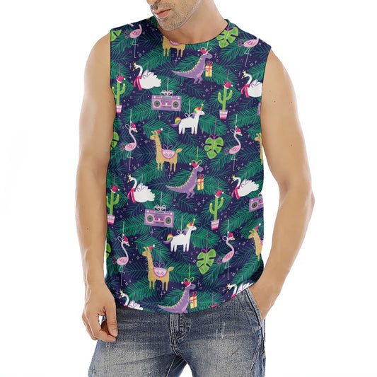 Funny Christmas Decoration Pattern Print Men's Fitness Tank Top