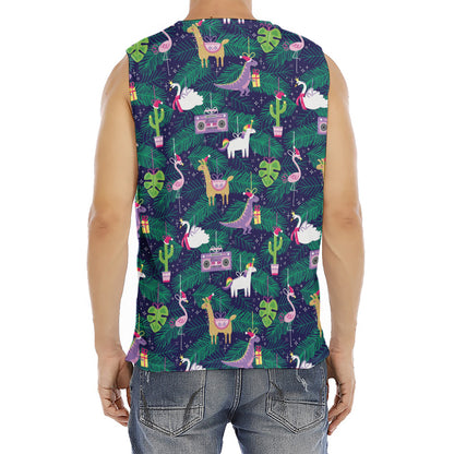 Funny Christmas Decoration Pattern Print Men's Fitness Tank Top