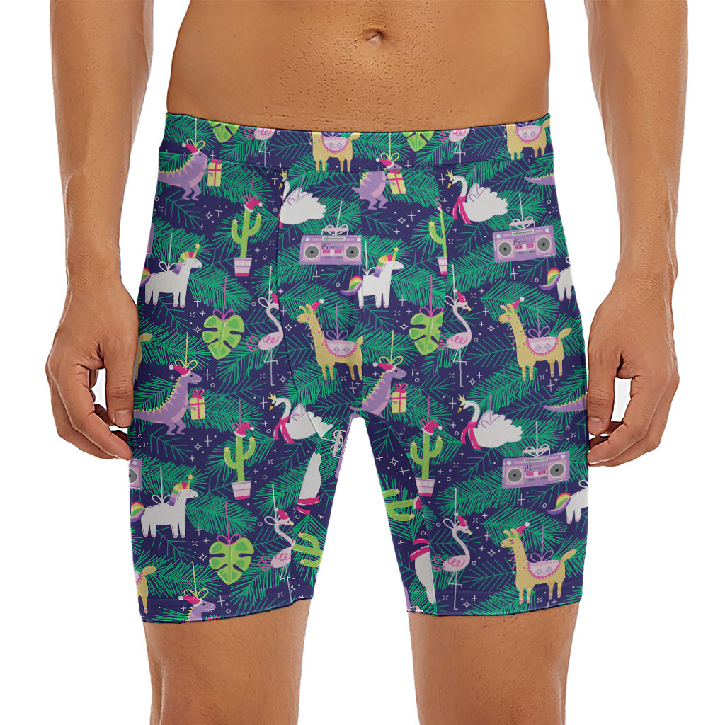 Funny Christmas Decoration Pattern Print Men's Long Boxer Briefs