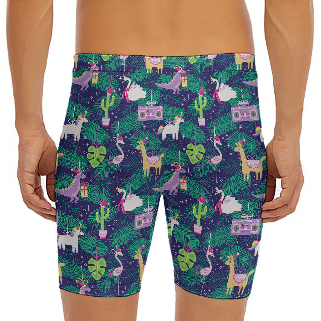 Funny Christmas Decoration Pattern Print Men's Long Boxer Briefs
