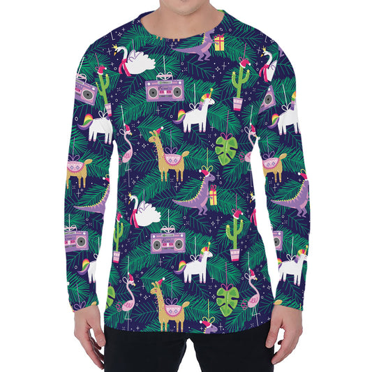 Funny Christmas Decoration Pattern Print Men's Long Sleeve T-Shirt