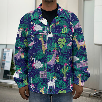 Funny Christmas Decoration Pattern Print Men's Shirt Jacket
