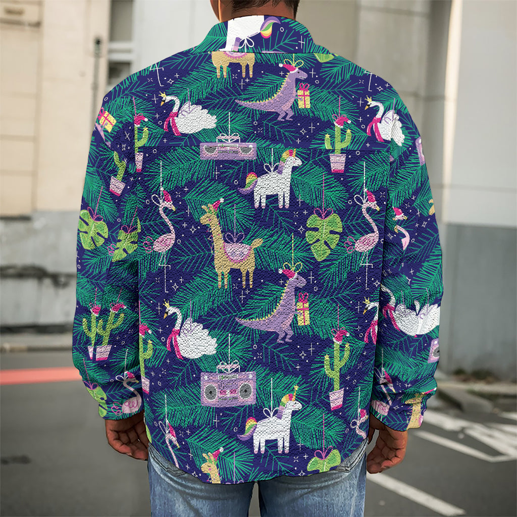 Funny Christmas Decoration Pattern Print Men's Shirt Jacket