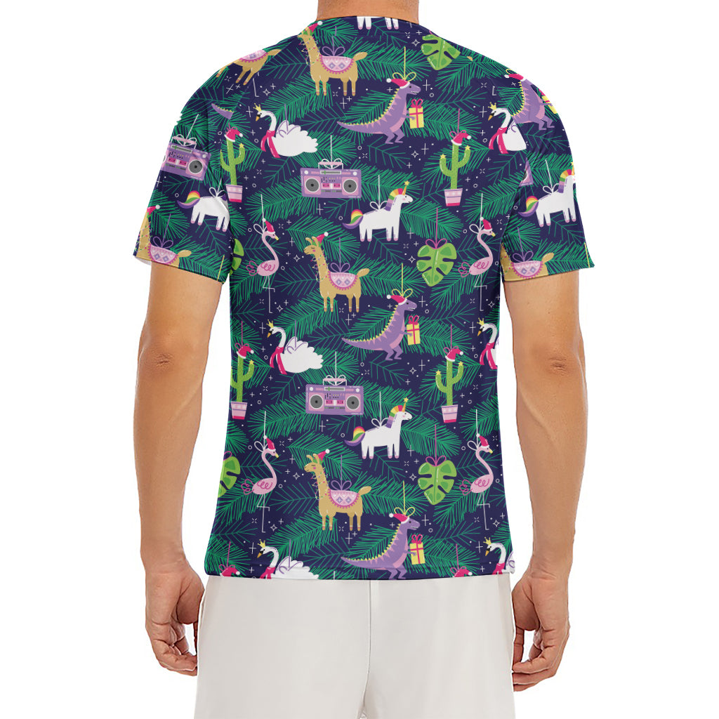 Funny Christmas Decoration Pattern Print Men's Short Sleeve Rash Guard