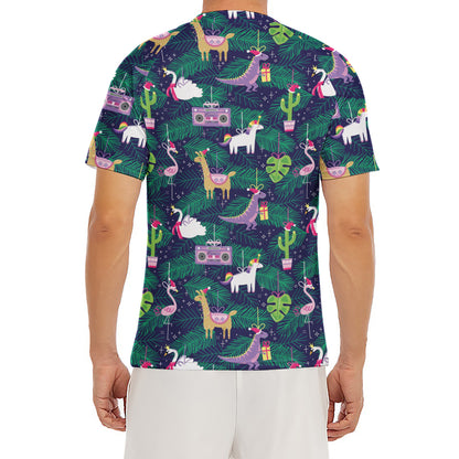 Funny Christmas Decoration Pattern Print Men's Short Sleeve Rash Guard
