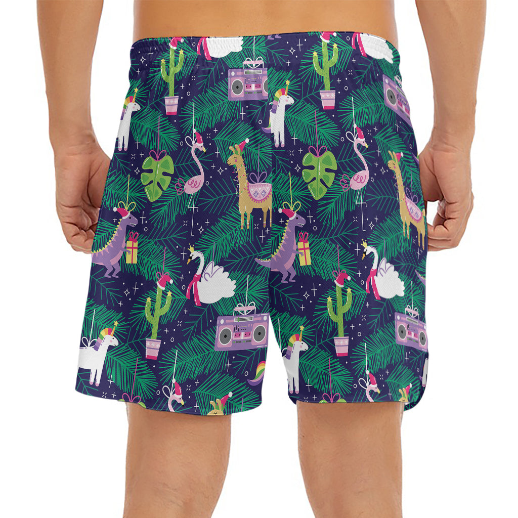 Funny Christmas Decoration Pattern Print Men's Split Running Shorts