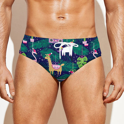 Funny Christmas Decoration Pattern Print Men's Swim Briefs