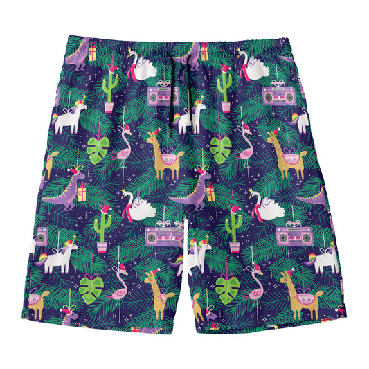 Funny Christmas Decoration Pattern Print Men's Swim Trunks