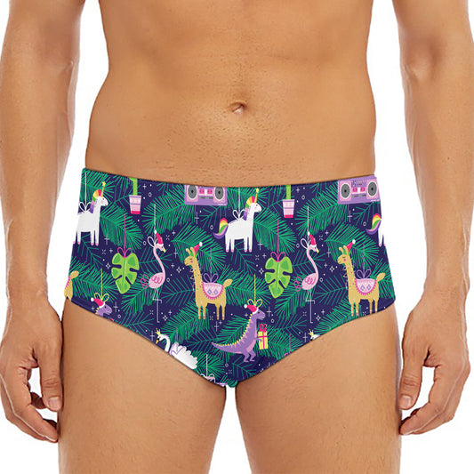 Funny Christmas Decoration Pattern Print Men's Triangle Swim Briefs