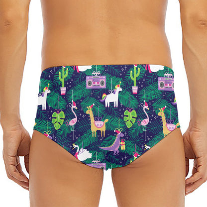 Funny Christmas Decoration Pattern Print Men's Triangle Swim Briefs