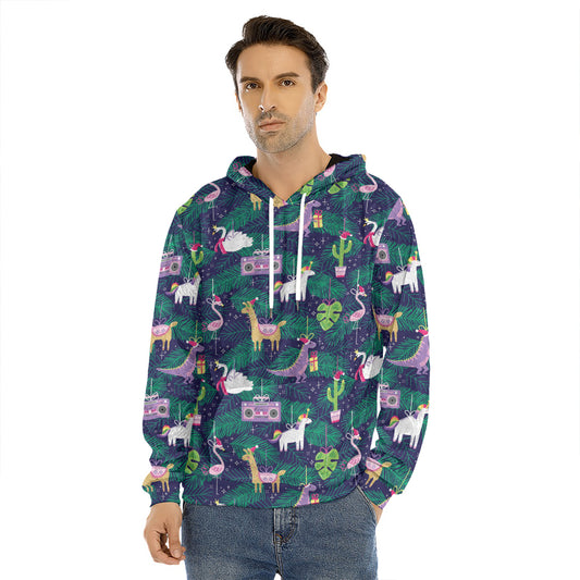 Funny Christmas Decoration Pattern Print Men's Velvet Pullover Hoodie