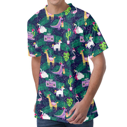 Funny Christmas Decoration Pattern Print Men's Velvet T-Shirt