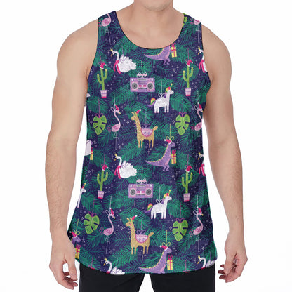 Funny Christmas Decoration Pattern Print Men's Velvet Tank Top