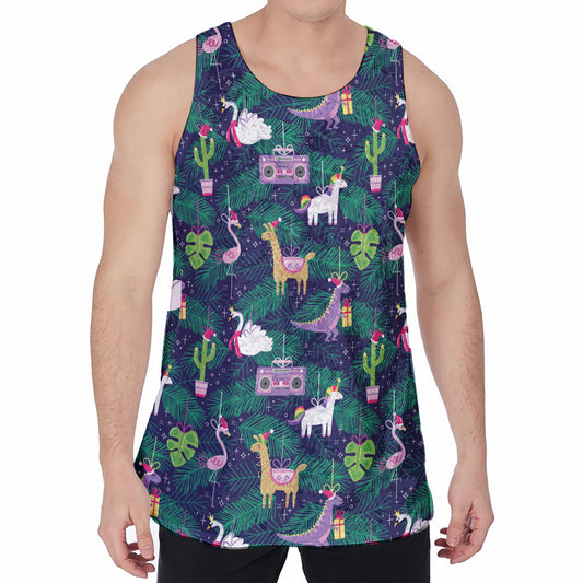 Funny Christmas Decoration Pattern Print Men's Velvet Tank Top