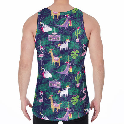 Funny Christmas Decoration Pattern Print Men's Velvet Tank Top